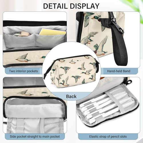 Image of Fisyme Vintage Mallard Duck Pencil Case Large Capacity Pen Bags Box Big Makeup Pouch Organizer