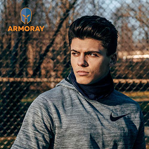 Armoray Neck Gaiter Face Mask - 4 Pack Reusable & Washable Cloth Face Cover, Bandana, Shield & Scarf For Uv, Sun & Dust Protection - Outdoor Head Wrap For Fishing, Motorcycle Riding (Black 4 Pack) #TOP5