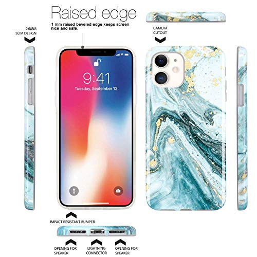 Jiaxiufen Compatible With Iphone 11 Case Gold Sparkle Glitter Marble Slim Shockproof Flexible Bumper Tpu Soft Case Rubber Silicone Cover Phone Case For Iphone 11 2019 6.1 Inch - Blue #TOP5