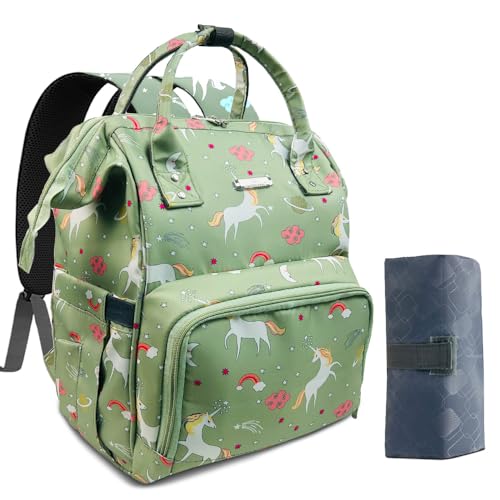 Image of StarAndDaisy Diaper Bag for Mothers for Travel /Diaper Bags for Mom with 26L Large Capacity /Baby Bag for Mother with Multiple Pockets with 3 Double Insulated Bottle Holders (Green)