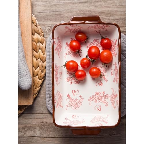 Platos para hornear de cerámica rectangular con doble oreja para las recetas en casa 5