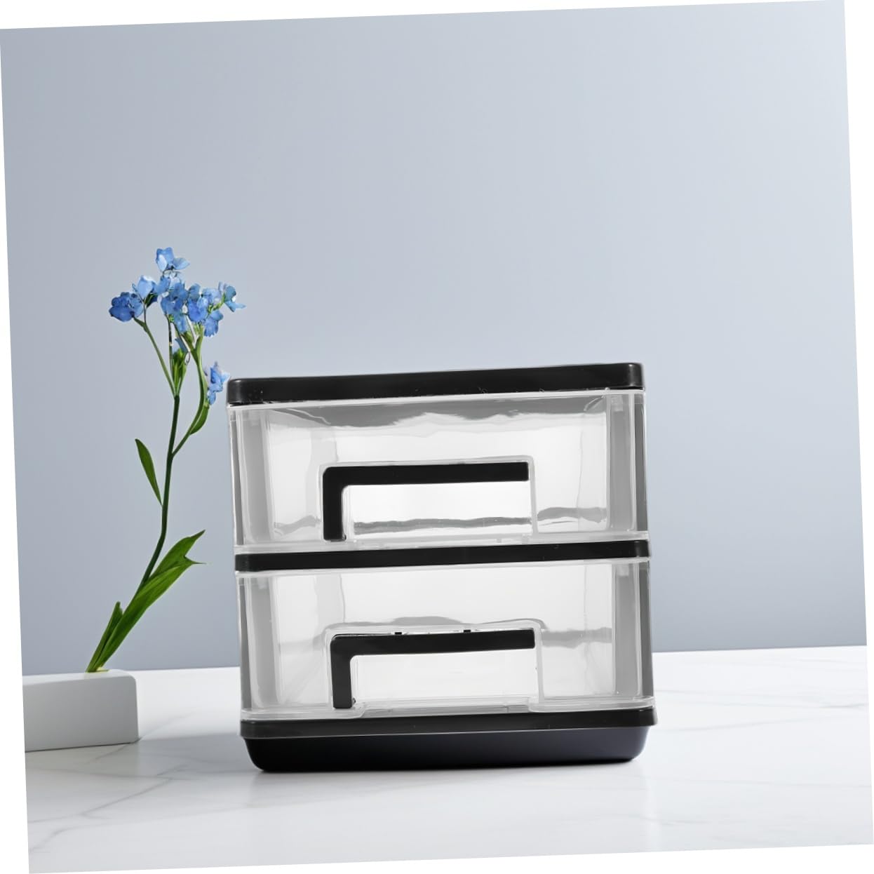 Organizador Pequeño Transparente de Escritorio con Cajones, Plástico, 2