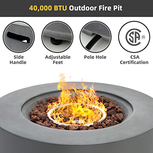Giantex Propane Fire Pit Table W/ Csa Certification & Pvc Cover, 27.5 Inches Round Gas Fire Pit W/ 40,000 Btu, Adjustable Flame, Lava Rocks, Outdoor Propane Fire Pit For Patio Garden Backyard #TOP2