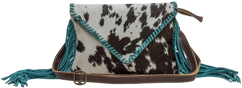 Myra Bag Western Leather Shoulder Bag for Women, Upcycled Hairon Crossbody Bag With Tassel - Minun