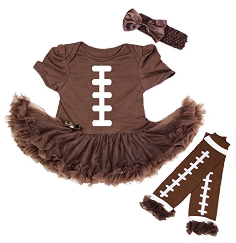 Image of Petitebella Rugby Print Brown Bodysuit Brown Baby Dress Leg Warmer Nb-18m