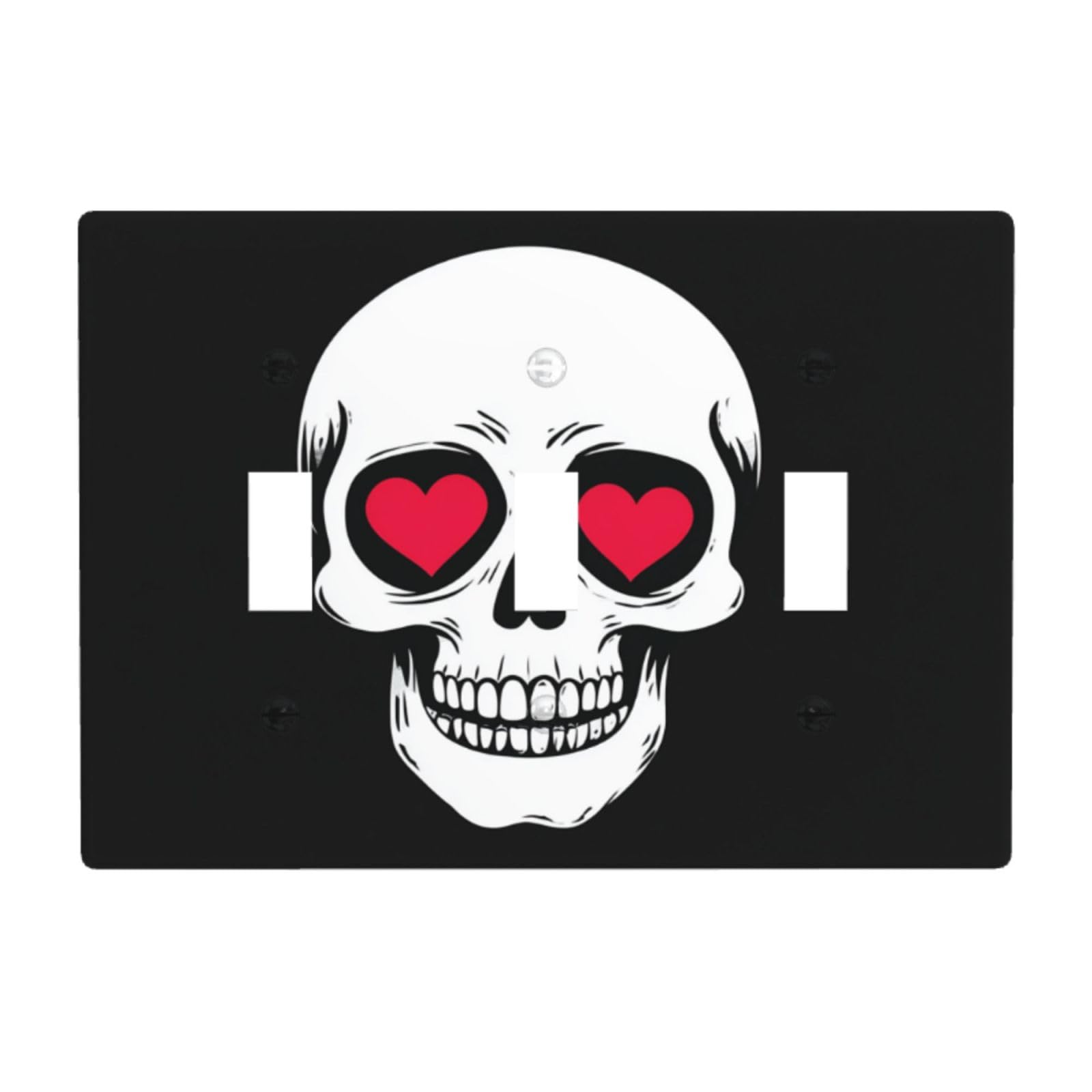 Skull with Heart-Shaped Eyes Light Switch Covers 3 Gang Triple Toggle Wall Plate Switchplate Electrical Faceplate for Bathroom Kitchen Bedroom Decor