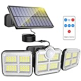 BENMA Solarlampen für Außen mit Bewegungssensor, Led Solarleuchte mit Fernbedienung - 3 Modi Solar Wandleuchte IP65 Wasserdicht, 360° Drehbar LED Außenwandleuchten mit 16.5ft Kabel