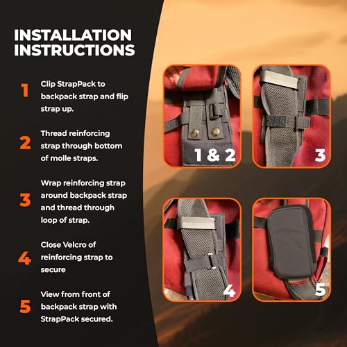 Clakit XL Strap Pack Travel Pouch, Double Zipper Passport Holder - Multi Pocket Organizer Cellphone Pouch with Clip, Backpack Accessories for Everyday Carry Hiking Travel Wallet - Black