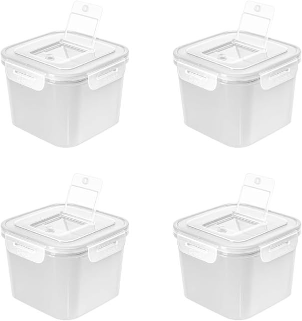 BranQ Home essential, Pack of 4 Q-Lock Clear Food Storage Container, Leakproof BPA Free Plastic Containers with Clip Lock Airtight Lid, Microwave and Dishwasher Safe (1.6)