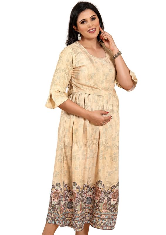 Image of RITIJYA Zipless Feeding Kurtis & Dresses for Women | Zipless Maternity Wear Gown Pregnancy Dress for Nursing Mothers | Viscose Rayon | Stylish & Comfortable | S to 4XL | Washable & Durable