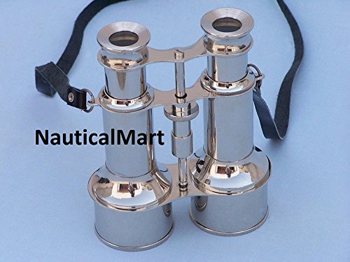 Binoculares Náuticos Cromados con Estuche de Cuero 6" miniatura 2