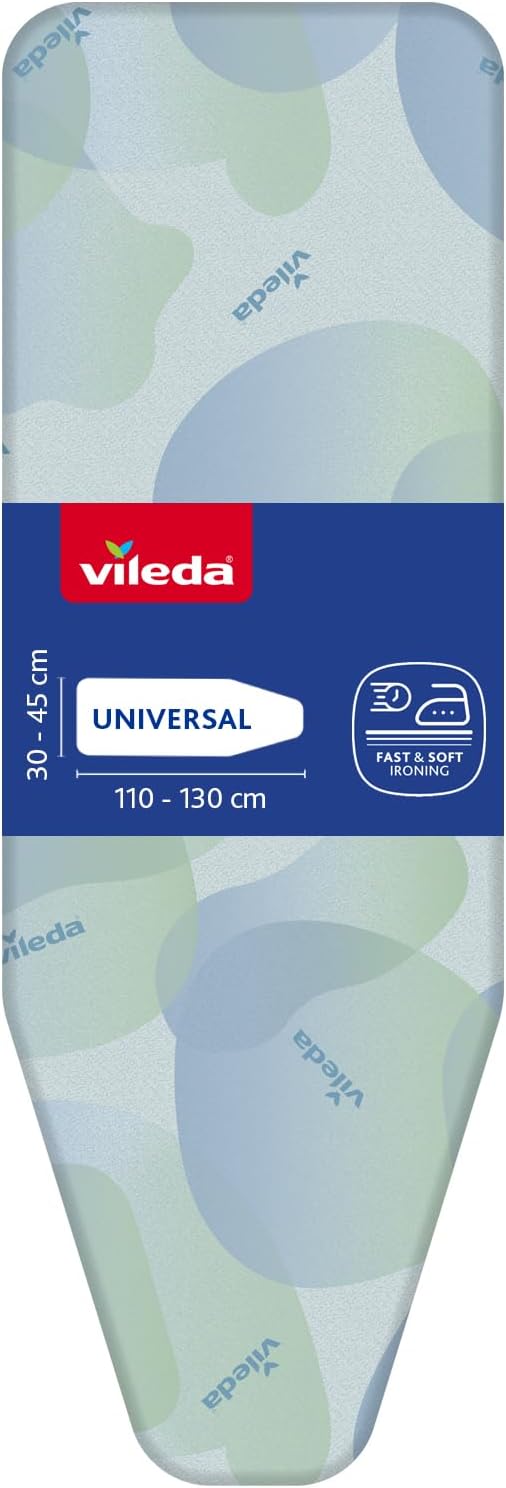 Vileda Funda de Recambio para Tabla de Planchar Premium 2 en 1, Tamaño Universal Ajustable, Triple Capa, QuickFIX, 110 a 130 cm x 30 a 45 cm