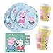 Peppa Pig Kit de fête pour 8 invités, assiettes, gobelets, serviettes de table, 36 pièces pour anniversaire, fête et fête