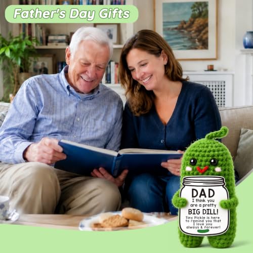 Birthday Dad Gifts from Daughter Best Dad Ever Gift Handmade Crochet Pickle - Image 2