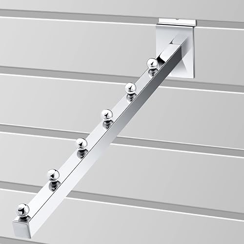 Miniatura 13 de Tatuo Paquete de 20 ganchos de pared de 15.75 pulgadas con 6 bolas de cascada, accesorios para colgar tablero de metal resistente, listones de Blanco