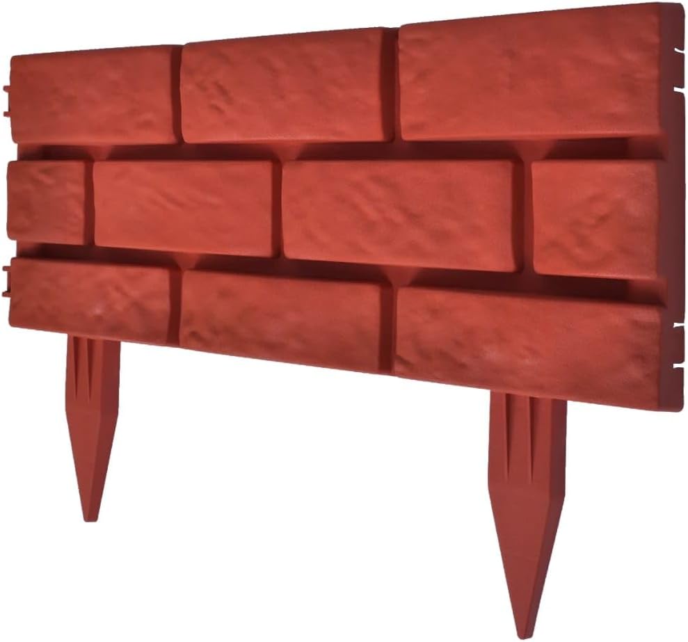 vidaXL 11pcs Brick Design Lawn Divider in Red