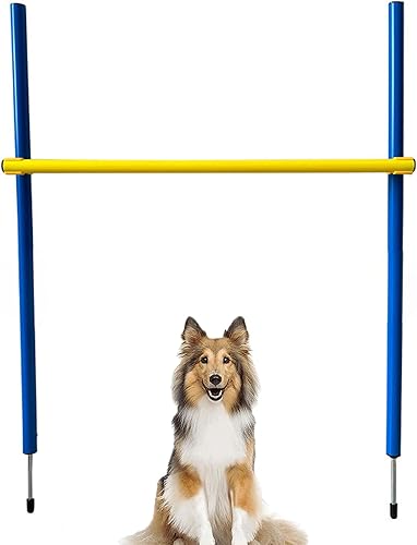 Perro de agilidad obstáculo, entrenamiento de agilidad portátil para perros, puente ajustable, herramienta de ejercicio, azul/amarillo, 38.2 in x