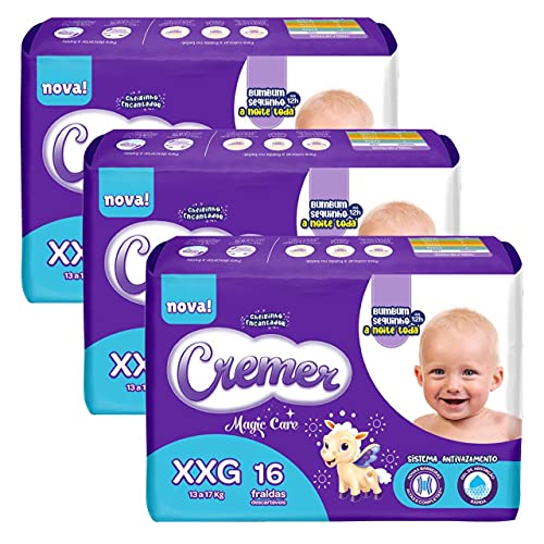 Kit 3 Pacotes Fralda Descartável Cremer Magic Care Jumbo XXG