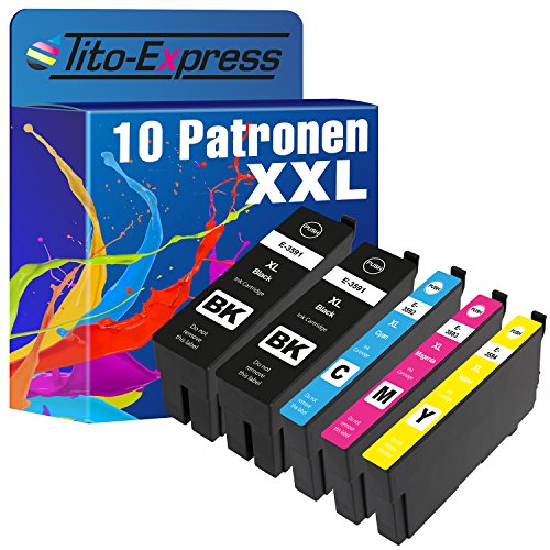 PlatinumSeries 10 Cartuchos de impresora XXL TE3591-TE3594 compatibles con Epson WorkForce Pro WF-4720DWF WF-4725DWF WF-4730DTWF WF-4735DTWF WF-4740DTWF | Negro 50ml cada uno, Color 25ml cada uno.