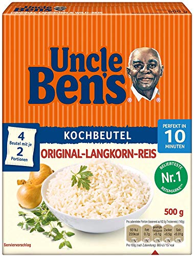 Uncle Ben's Original Langkorn Reis, 10 Minuten Kochbeutel, 500 g
