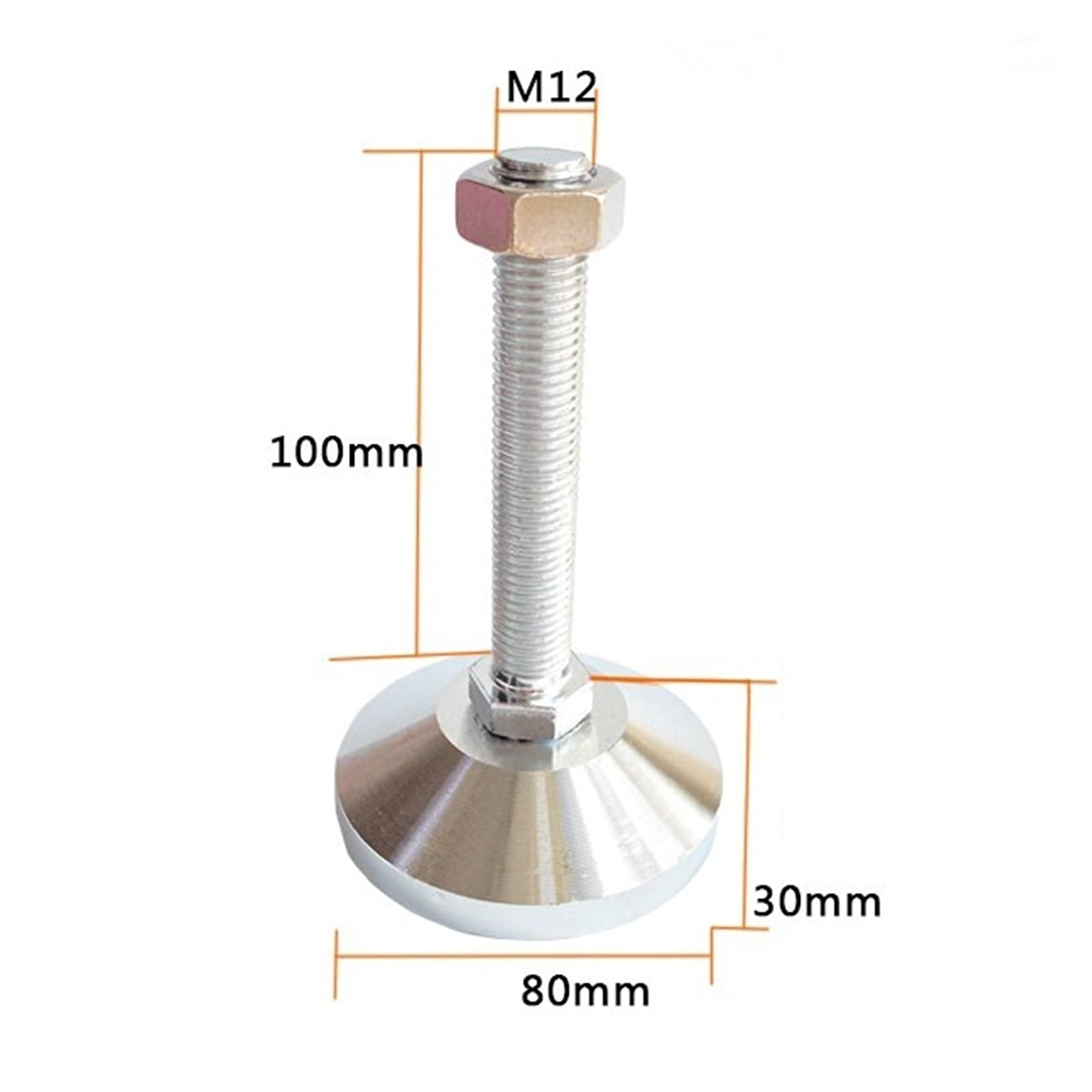 Patas ajustables, Patas para muebles, Pie nivelador ajustable de alta resistencia, pata niveladora for muebles, enderezador de pie con rosca completa, riel nivelador de base de 80 mm(D80 XM20X100mm)