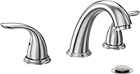Phiestina Brushed Nickel 8-Inch Widespread Bathroom Faucet, 2 Handles 3 Holes, Deck Mount with Pop-Up Drain