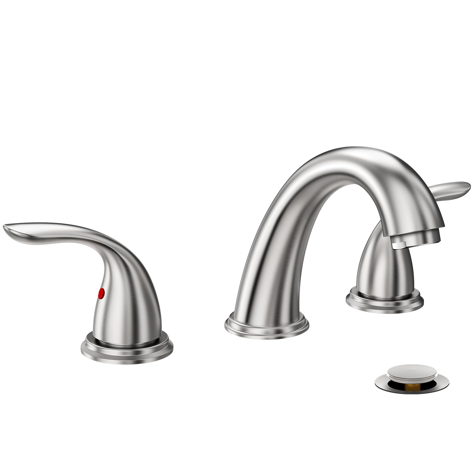 2 Kulp 3 Delikli Güverte Montajı Fırçalanmış Nikel Yaygın Banyo Bataryası phiestina tarafından, Paslanmaz Çelik Açılır Tahliye Tahliyesi, WF008-5-BN