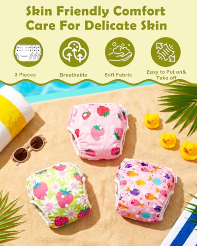 Image of ALVABABY Swim Diapers 3pcs Baby & Toddler Snap One Size Reusable Adjustable Baby Boys' Swim Diapers for Swimming Lessons 3SWY84