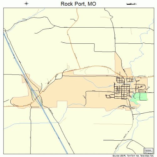 Large Street & Road Map of Rock Port, Missouri MO Printed poster size wall atlas of your home