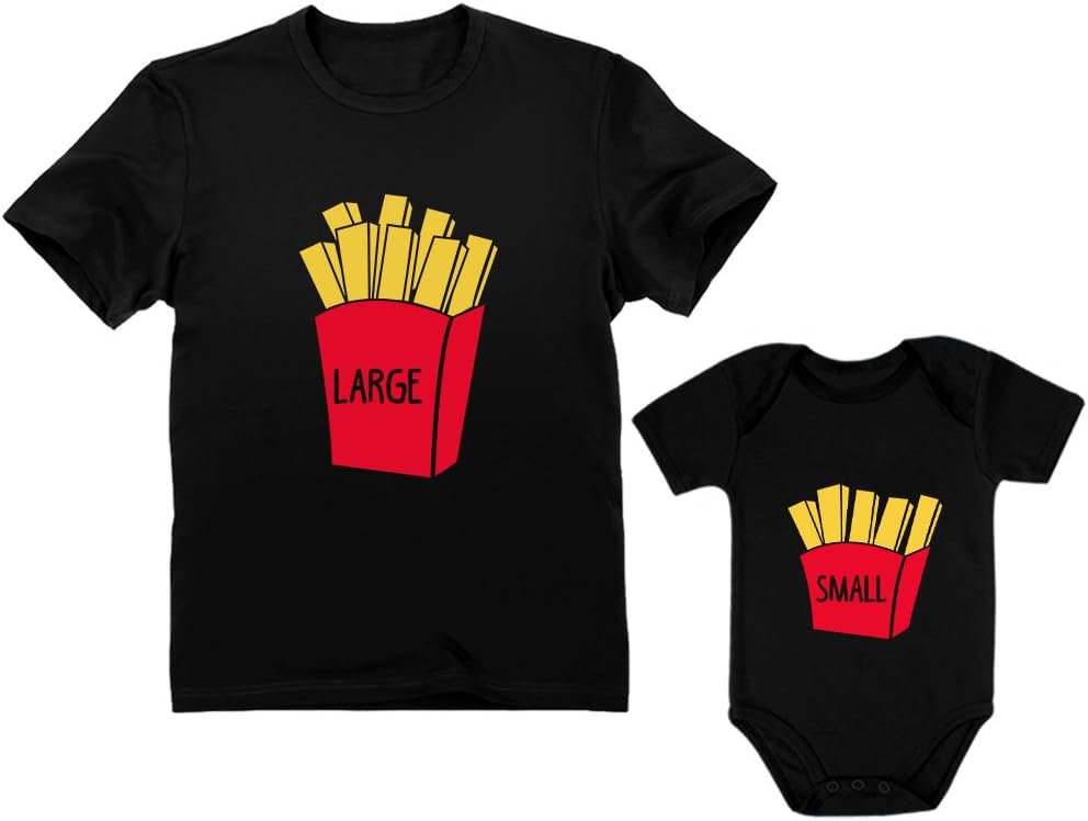 Tstars Small & Large Fries Baby Bodysuit & Men's T-Shirt Matching Set Father's Day Gift