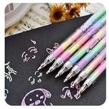 Rainbow Color Pen - 12 Pack of 6-in-1 Multi Color Ink Gel Pens 0.8mm Roller Ball Office School Supplies Ballpoint Pen Fluorescent Refills Painting Graffiti Marker for Drawing Coloring Marking DIY