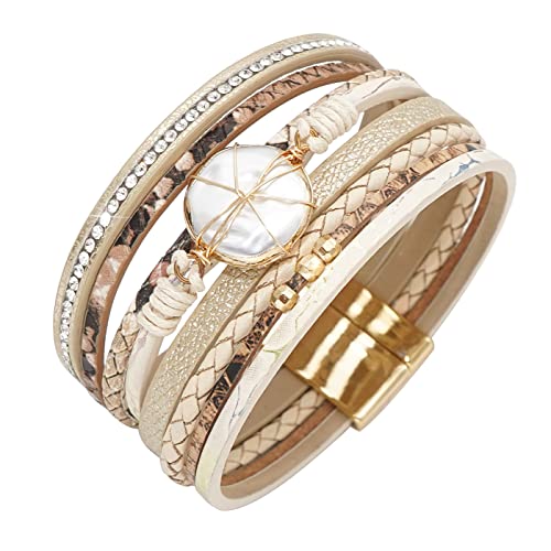 Leopard Leather Wrap Bracelets for Women Multilayer Wristband Cuff Bangle with Magnetic Buckle Gift for Birthday, Mother's Day, Valentine's Day4