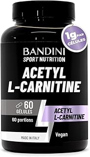 Visuel du produit : Bandini® ACETYL L-CARNITINE 1000 mg (PAR GÉLULES) - Supplément à base de Acetil L Carnitin (60 Capsules) - Idéal pour Athlètes et Sportifs qui Pratiquent une Activité Physique de Haute Intensité