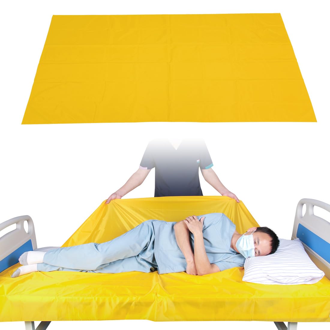 EZ Assistive Patient Transfer Slide Sheet Transfer Draw Sheet for Patient in-Bed Transfer and Repositioning Easy Apply and Use (Yellow-Flat 56 * 78 Inches)