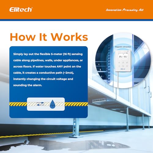 Image of Elitech WiFi Temperature and Humidity Data Logger, 2.4GHz /5GHz Real-time Monitor with Water Leak Detector, Cloud Storage, App and Email Alerts, Includes 10M Patch Cord, RCW-800W-WI, -40F to 176F