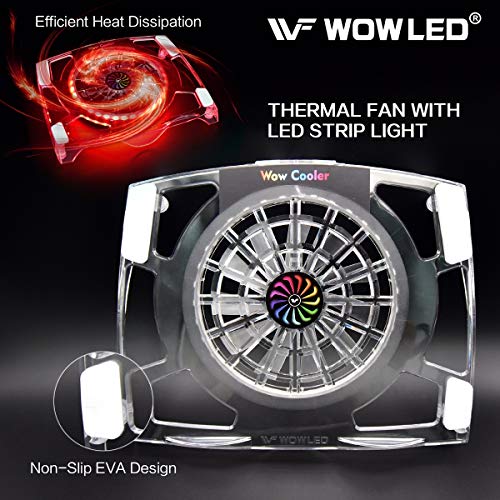 WFPOWER Cooling Fan Pad with RGB LED Backlight, Multi-Color Gaming Mood Light Cooler Stand with RF Remote Control, Compatible with Xbox, PS4, PS5, 4 Pro, PS4 Slim, Consoles, Laptop, Notebook - Thumbnail 2