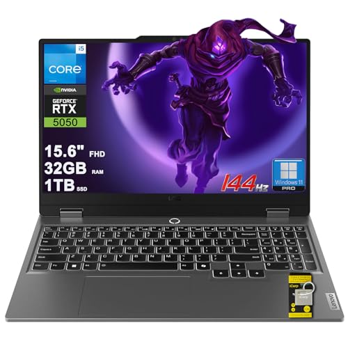LOQ Gaming Laptop 15.6" FHD IPS 144Hz (100% sRGB, G-SYNC) Intel 10-core i5-13450HX 32GB RAM 1TB SSD GeForce RTX 5050 DLSS4 (440 AI Tops) retroilluminato Nahimic 5MP Privacy Camera Win11Pro ICP - Notebook