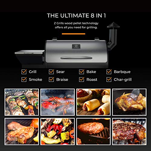Z GRILLS ZPG-7002ENC 2020 Upgrade Wood Pellet Grill & Smoker, 8 in 1 BBQ Grill Auto Temperature Control, inch Cooking Area, 700 sq in Stainless NO Cover - Thumbnail 7