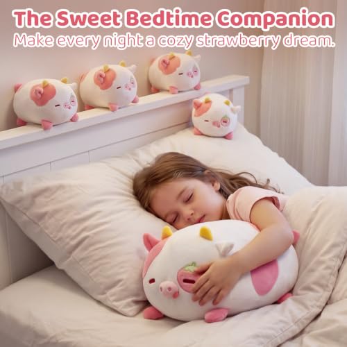 Image of Mewaii 4+1 Strawberry Cow Set Kawaii Plush, Ultra-Soft Feel, 16 in
