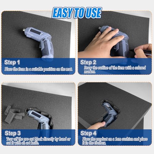 8 Pcs Pick Apart Foam Insert 4 PCS Foam Pads 4 PCS Pluck Foam Pre Cubed Foam Insert Pre Separated Cube Sheet Foam with Bottom Use for Interlocking Cases Tool Box Board Game Storage Drawer 16" x 12" by Joewuzun - Image 2