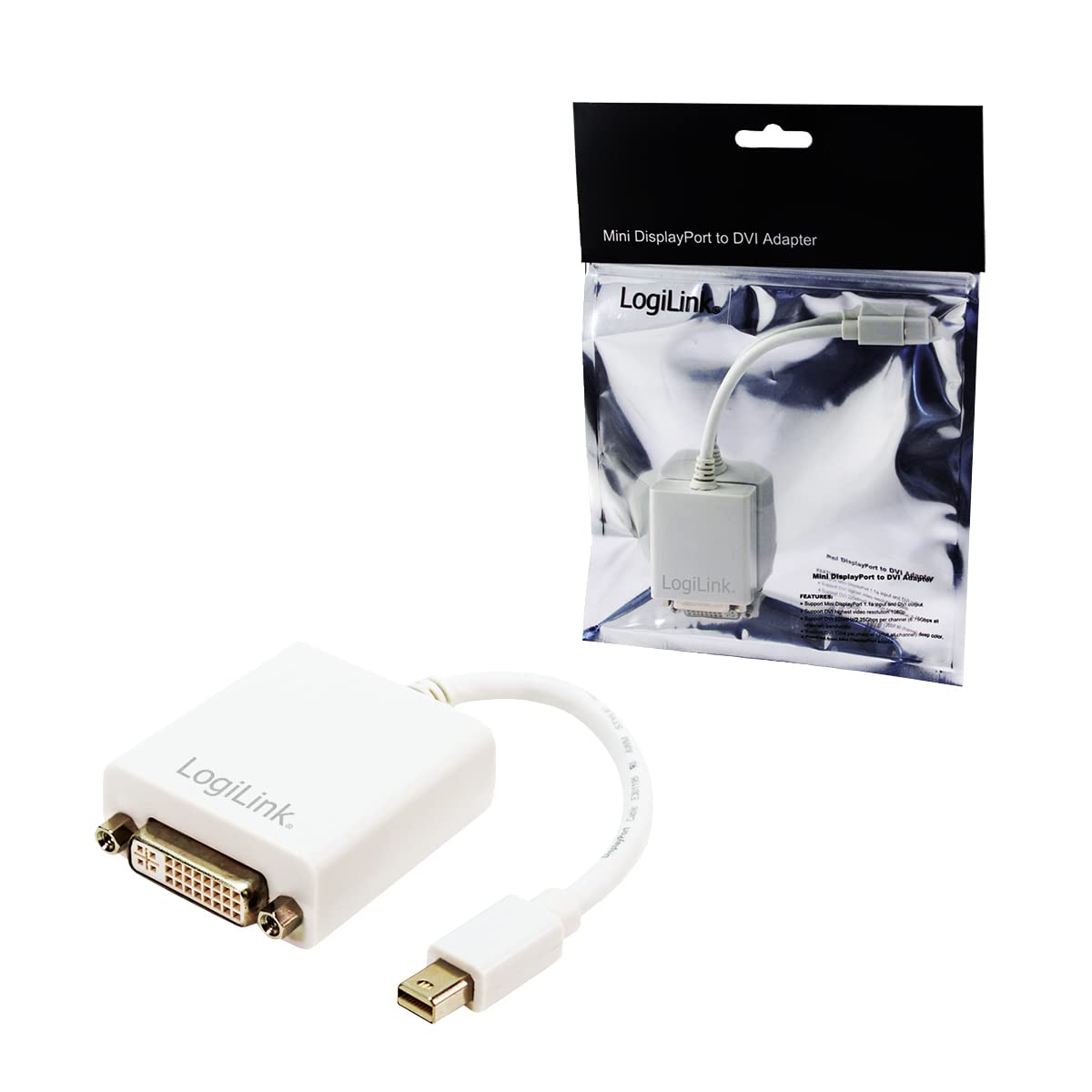 Logilink CV0037 Mini DisplayPort to DVI Male/Female Adapter White