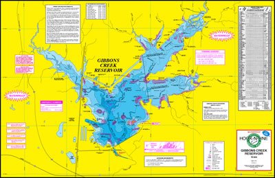 Hook N Line Topographical Fishing Map of Gibbons Creek Reservior