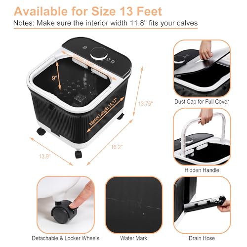 H&B Luxuries Foot Spa Massager with Heat for Stress Relief, Feet Bath with Shower, Temperature Control, Timer and LCD Display, Ideal for Wife Mother Mom Father Husband, Black - Thumbnail 2