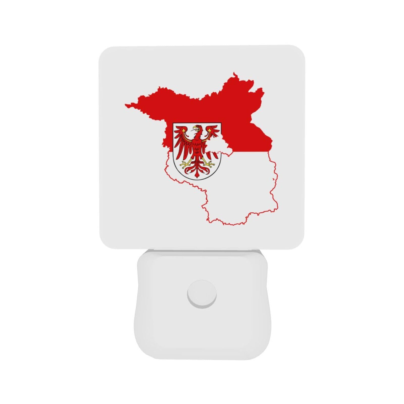 Night Light Flag Map of Brandenburg Night Lights Plug Into Wall Smart Automatic Dusk to Dawn Sensor Led Night Light for Living Room Bedroom Hallway Stairways 2 Pack