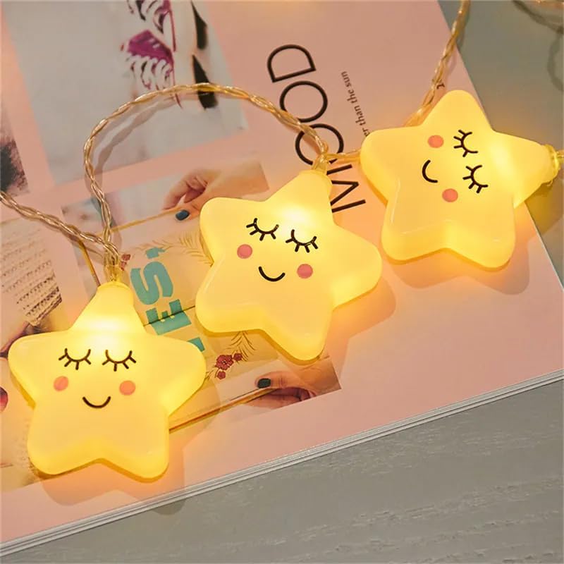 Image of Xenith 14 LED Smiling Cute Star Serial String Fairy Light Baby Night Light Cloud Light Cute Kids Night Lights for Christmas Light Diwali Lighting for Home Decoration (Warm White, 3.5 Meter)