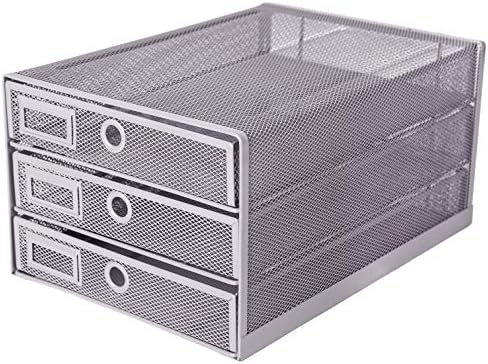 EXERZ Paper Sorter 3 Drawer Wire Mesh A4 / Desk Multifunctional Desk Organiser/Multi-Layer Letter Tray - for Documents, Magazines, Notebooks and Letter