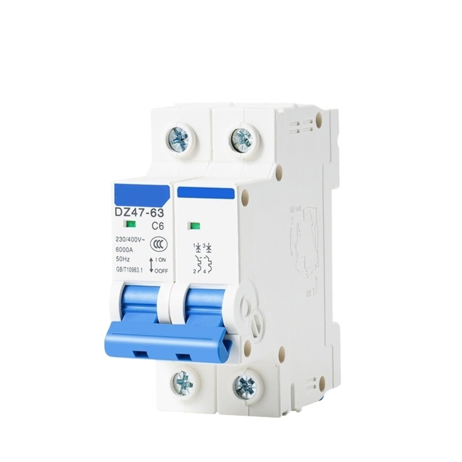 Disjoncteur Miniature C45 2P Courbe C AC MCB 6A 10A 16A 20A 25A 32A 40A 50A 63A Montage sur Rail DIN Interrupteur d'air Domestique Miniature(10A)