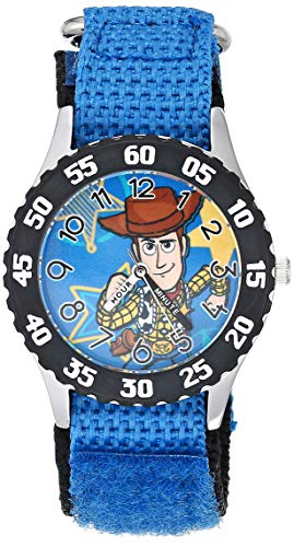 Disney Toy Story Kids' Bezel Stainless Steel Time Teacher Analog Nylon Strap Watch