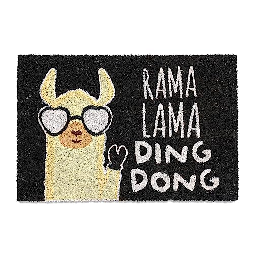Relaxdays Fußmatte Lama, Kokos, Türvorleger mit Spruch, 60 x 40 cm, rutschfest, Fußabstreifer innen & außen, Mehrfarbig