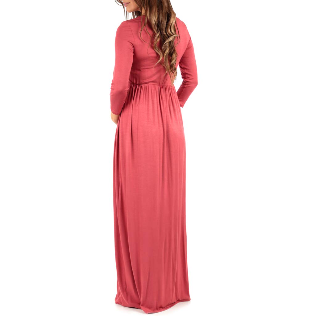 mother bee maternity v-neck 3/4 sleeve ruched waist dress Mother Bee Maternity V-Neck 3/4 Sleeve Ruched Waist Dress